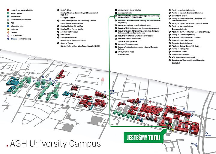 Lokalizacja Centrum AGH UNESCO na terenie Kampusu AGH