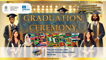 Baner na uroczystą ceremonię zakończenie programu stypendialnego UNESCO/ Poland Co-sponsored Fellowships Programme in Engineering edycja 2024